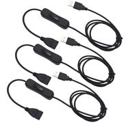 CESFONJER 3 Pcs Rallonge USB avec Interrupteur, Câble USB Mâle à Femelle avec Interrupteur, Convient pour Enregistreur de Conduite, Lampe de Bureau LED, Ventilateur USB, etc (1M,noir)