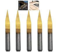 CESFONJER 5 Pcs 3.175mm Fraise de Gravure CNC Router Bit, 20 Degrés 0.1 mm Pointe Carbure Bits, couteau enduit de titane CNC Routeur Outil Bit Set