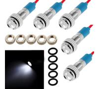 CESFONJER 5 Pcs Blanc 12V 6mm Tableau De Bord LED Indicateur D'Avertissement Lampe Témoin Lumineux, Approprié aux voitures, aux fourgons, aux bateaux et à d'autres véhicules universels