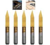 CESFONJER 5 Pcs Fraise de Gravure CNC Router Bit, 30 Degrés 0.1 mm Pointe Carbure Bits, 3.175mm couteau enduit de titane CNC Routeur Outil Bit Set