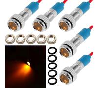 CESFONJER 5 Pcs Jaune 12V 8mm Tableau De Bord LED Indicateur D'Avertissement Lampe Témoin Lumineux, Approprié aux voitures, aux fourgons, aux bateaux et à d'autres véhicules universels