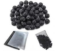 CESFONJER 90 Pcs Aquarium Fish Tank Filtre 18mm Bio Boules Bio-Balls pour Filtration Nettoyage (Noir) + 15 x 20 cm/2 pcsAquarium Filtre Maille Sacs