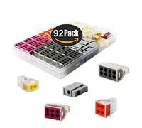 CESFONJER 92Pcs Mini Bornes de Connexion, Bornes De Connexion Rapide,Splicing Connecteur S273 pour Fils Rigides 40 x 2 entrées + 20x 4 entrées + 10x 6 entrées + 10x 8 entrées + 12 x 1 entrées
