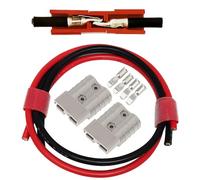 CESFONJER Batterie Connecteur 50A Rapide Prise de Connecteur avec Fil électrique 8AWG (60 cm Rouge / 60 cm Noir) pour Chariots élévateurs à Moto, équipement Médical, Autres Appareils (2 Pcs Gris)