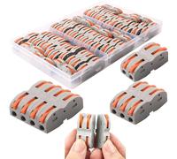 CESFONJER Bornes de Connexion Automatique, Rapide Connecteur de fil de Câble, Connecteur à Ecrou à levier, Assortiment de Conducteurs Connecteurs de fils Compacts SPL-1 (42 Pièces)