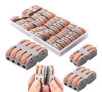 CESFONJER Bornes de Connexion Automatique, Rapide Connecteur de fil de Câble, Connecteur à Ecrou à levier, Assortiment de Conducteurs Connecteurs de fils Compacts SPL-1 (24 Pièces)