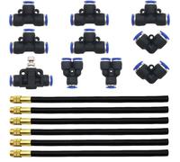 CESFONJER Connecteur 8mm, 6 Pcs Buse rapide réglable omnidirectionnelle, Arrosage et Arrosage des Fleurs Irrigation Micro Spray Nouvelle Buse + 10 Pcs Raccord Pneumatique