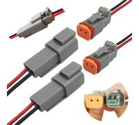 CESFONJER Connecteur DT, 2 Sets connecteurs à 2 Pin broches étanches mâles et femelles, avec câble 16AWG, pour moto, scooter, voiture, bateaux
