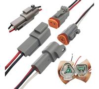 CESFONJER Connecteur DT, connecteurs à broches étanches mâles et femelles, avec câble 16AWG, pour moto, scooter, voiture, bateaux (1 Sets*2 Pin, 1 Sets*3 Pin)