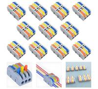 CESFONJER Connecteur Electrique Rapide, Mini Connecteur de Bornier, SPL-3M Connecteur de fil avec joystick multicolore, connecteurs d'épissage compacts (11 Pièces)