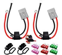 CESFONJER Connecteur Power 50 Amp, câbles de Batterie 10 AWG 30 cm, connecteurs Rapides Gris, Connexion Rapide pour treuil avec fusible pour Transfert de Puissance de Batterie (Lot de 2)