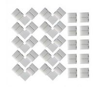 CESFONJER Lot de 20 connecteurs pour bande lumineuse en forme de L à 4 broches, connecteur sans espace pour bande LED à 4 broches pour bande LED SMD 5050 multicolore non étanche de 10 mm