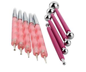 CESFONJER Lot d'outils de sculpture d'argile, métal à double extrémité à boule, Outils de Dotting Pinceaux de Peinture, 9 différents outils à indentation pour argile de loisirs créatifs en silicone