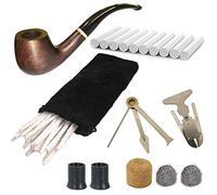 CESFONJER Set de Pipes à Tabac en Bois, Pipe en Bois Créatif avec Accessoires Fumeur, Cure Pipe, 3-en-1 Racloir en Acier Inoxydable, Nettoyeur de Tuyau, 9mm Filtre à Charbon Actif, Boîtes Cadeau
