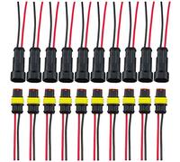 CESFONJER Voiture Fiche Etanche, Électrique Prise Mâle et Femelle, AWG Connecteur Etanche Electrique (2 Broches avec 8cm Fil × 10 Kits)