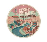 Cesky Krumlov Plaque en métal rétro Motif paysage urbain République tchèque