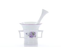 Český porcelán, a.s., Dubí Mortier et pilon en porcelaine, 21 cm, violettes, porcelaine tchèque