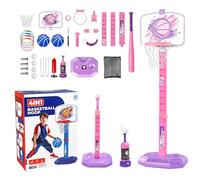 Ceso de Basket-Ball pour , Jante de Basket-Ball pour , 4 en 1 Piscine de Set de Tee Ball Stand, Jeu de Balle de Sport d'intérieur pour 1 à 8 Ans, Filles, garçons, Fig
