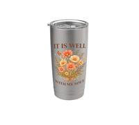 C'est bien avec mon âme Christian Pretty Vintage Floral Gobelet isotherme en acier inoxydable double paroi