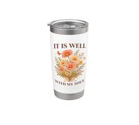 C'est bien avec mon âme Christian Pretty Vintage Floral Gobelet isotherme en acier inoxydable double paroi