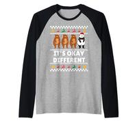 C'est Bien D'ÊTRE DIFFÉRENT Panda Bear Autism Ugly Christmas Manche Raglan