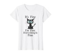 C'est Bien, Je Vais Bien, Tout va Bien, Conception de Chat T-Shirt Graphique avec Valeur, Femme, Blanc, XL