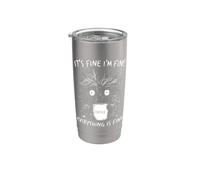 C'est bon, je vais bien, tout va bien, café, bouledogue, sarcasme Gobelet isotherme en acier inoxydable double paroi