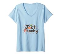 C'est Bon, Je Vais Bien, Tout va Bien, Juste Peachy T-Shirt avec Col en V, Femme, Bleu Céleste, XXL