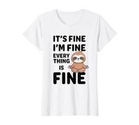 C'est Bon, Je Vais Bien, Tout va Bien Meme Funny Sloth T-Shirt Graphique avec Valeur, Femme, Blanc, S