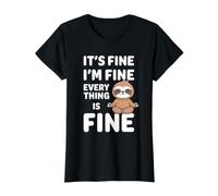 C'est Bon, Je Vais Bien, Tout va Bien Meme Funny Sloth T-Shirt Graphique avec Valeur, Femme, Noir, M