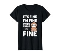 C'est Bon, Je Vais Bien, Tout va Bien Meme Funny Sloth T-Shirt Graphique avec Valeur, Femme, Noir, M