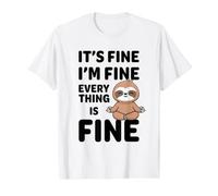 C'est Bon, Je Vais Bien, Tout va Bien Meme Funny Sloth T-Shirt Graphique avec Valeur, Homme, Blanc, S