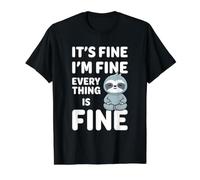 C'est Bon, Je Vais Bien, Tout va Bien Meme Funny Sloth T-Shirt Graphique avec Valeur, Homme, Noir, M
