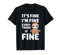 C'est Bon, Je Vais Bien, Tout va Bien Meme Funny Sloth T-Shirt Graphique avec Valeur, Homme, Noir, M