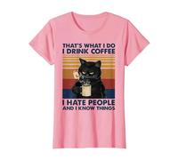 C'est ce Que Je Fais Je Bois du café Je déteste Les Gens Chats Café T-Shirt, Femme, Rose, M