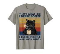 C'est ce Que Je Fais Je Bois du café Je déteste Les Gens Chats Café T-Shirt, Homme, Ardoise, XXL
