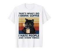 C'est ce Que Je Fais Je Bois du café Je déteste Les Gens Chats Café T-Shirt, Homme, Blanc, 5XL