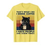 C'est ce Que Je Fais Je Bois du café Je déteste Les Gens Chats Café T-Shirt, Homme, Citron, L