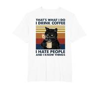 C'est ce Que Je Fais Je Bois du café Je déteste Les Gens Chats Café T-Shirt, Homme Grandes Tailles, Blanc, 5X Tall