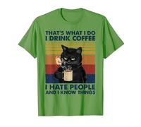 C'est ce Que Je Fais Je Bois du café Je déteste Les Gens Chats Café T-Shirt, Homme, Herbe, M