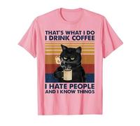 C'est ce Que Je Fais Je Bois du café Je déteste Les Gens Chats Café T-Shirt, Homme, Rose, M