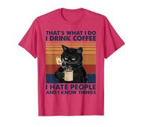 C'est ce Que Je Fais Je Bois du café Je déteste Les Gens Chats Café T-Shirt, Homme, Rouge Chiné, M