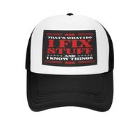 C'est ce Que Je Fais, Je répare des Trucs et Je Sais des Choses. Casquette en Maille pour Hommes et Femmes. Casquette de Camionneur. Casquette de Baseball Noire.