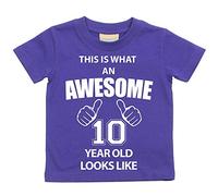 C'est CE qu'un Awesome 10 ans Looks Like Violet T-shirt bébé tout-petit enfants Disponible en tailles 0-6 mois à 14-15 ans 10E anniversaire T-shirt violet violet 24-36 Months