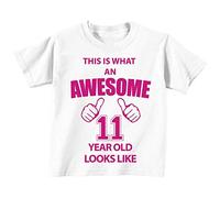 C'est CE qu'un Awesome 11 ans Looks Like Blanc T-shirt Rose Text bébé tout-petit enfants Disponible en tailles 0-6 mois à 14-15 ans Onzième anniversaire T-shirt rose rose 18-24 mois