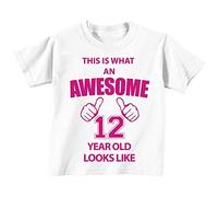 C'est CE qu'un Awesome 12 ans Looks Like Blanc T-shirt Rose Text bébé tout-petit enfants Disponible en tailles 0-6 mois à 14-15 ans 12ème anniversaire T-shirt blanc blanc 18-24 mois