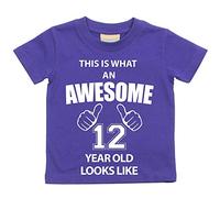 C'est CE qu'un Awesome 12 ans Looks Like Violet T-shirt bébé tout-petit enfants Disponible en tailles 0-6 mois à 14-15 ans 12ème anniversaire T-shirt violet violet 5-6 ans