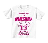 C'est CE qu'un Awesome 13 ans Looks Like Blanc T-shirt Rose Text bébé tout-petit enfants Disponible en tailles 0-6 mois à 14-15 ans 13th Birthday T-shirt blanc blanc 3-4 ans