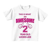 C'est CE qu'un Awesome 2 ans Looks Like Blanc T-shirt Rose Text 2 nd Birthday bébé enfant Disponible en tailles 0-6 mois pour 14-15 ans Nouveau bébé sœur Cadeau blanc blanc 7-8 Years