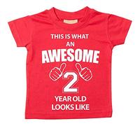 C'est CE qu'un Awesome 2 ans Looks Like T-shirt Rouge 2 nd Birthday bébé enfant Disponible en tailles 0-6 mois pour 14-15 ans Nouveau bébé sœur Cadeau rouge Red 3-4 ans